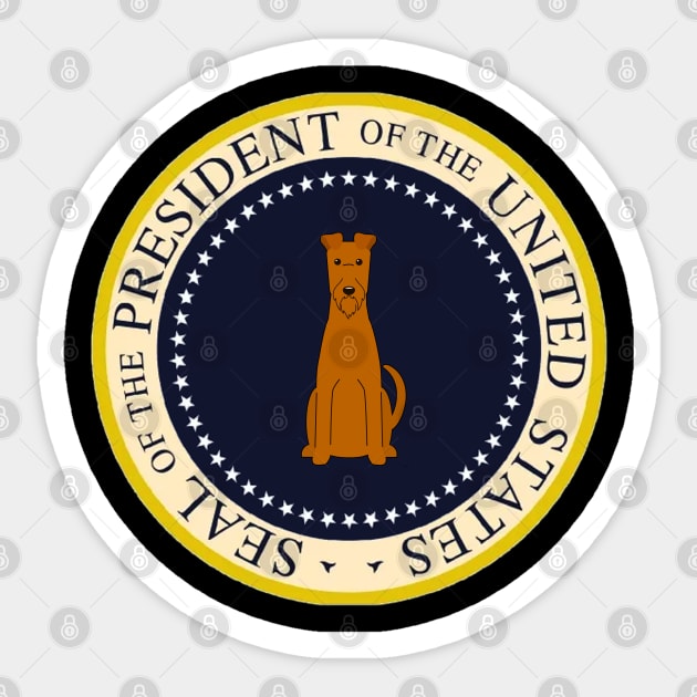 Irish Terrier President Of The United States - Gift For Irish Terrier Owner Irish Terrier Lover Sticker by HarrietsDogGifts